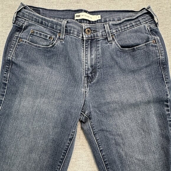 Levis 505 Womens Size 6 Blue Denim Straight Leg Jeans Mid Rise Stretch 5 Pockets - Picture 3 of 14